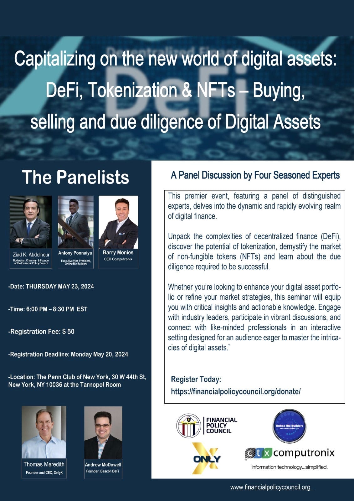 Tom Meredith to Speak at Capitalizing on the New World of Digital Assets